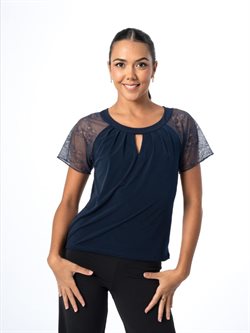 Sort dansebluse med krydsdesign fra Intermzzo